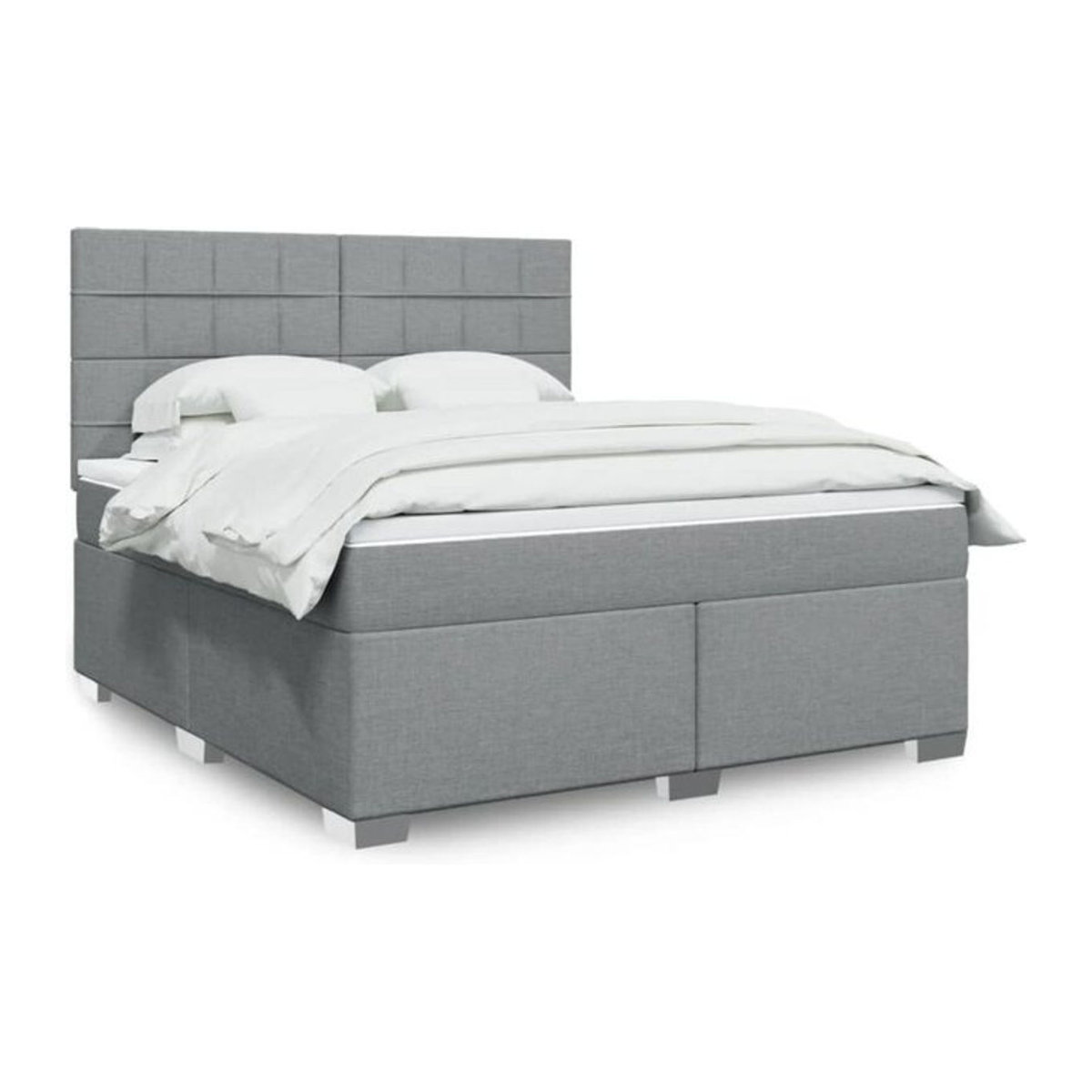 Vidaxl Boxspringbett mit Matratze in Grau und Weiß aus Stoff, Modern, B/T/H: 180 x 200 x 150,5 cm - Bild 1
