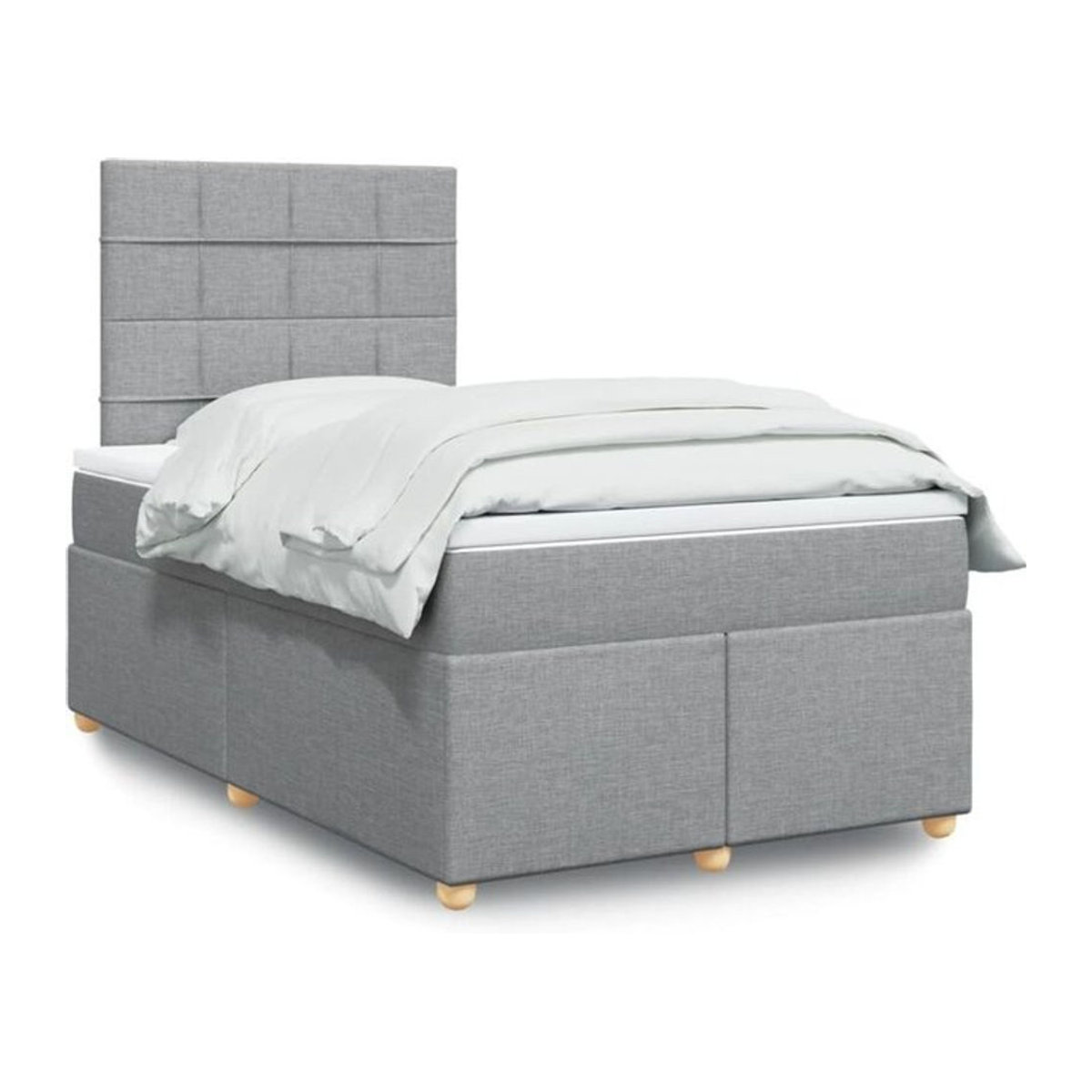 vidaxl Boxspringbett mit Matratze in Grau und Weiß aus Stoff, Modern, B/T/H: 190 x 120 x 140,5 cm - Bild 1