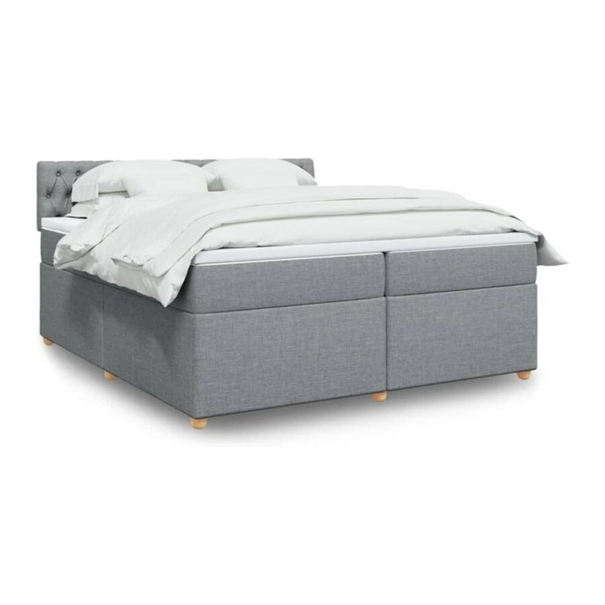 vidaxl Boxspringbett mit Matratze in Grau und Weiß aus Stoff, Modern, B/T/H: 200 x 200 x 100,5 cm - Bild 1