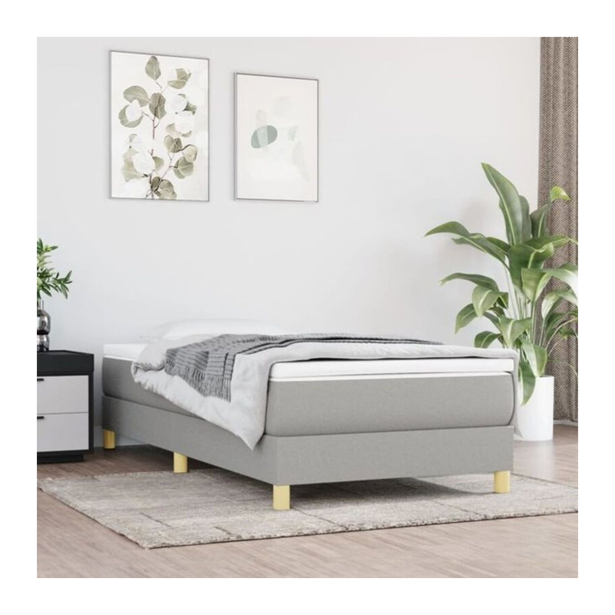 Vidaxl Boxspringbett mit Matratze in Grau und Weiß aus Stoff, Modern, B/T/H: 80 x 200 x 25 cm - Bild 1