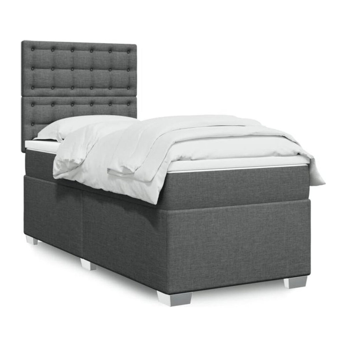 Vidaxl Boxspringbett mit Matratze in Grau und Weiß aus Stoff, Modern, B/T/H: 90 x 190 x 150,5 cm - Bild 1