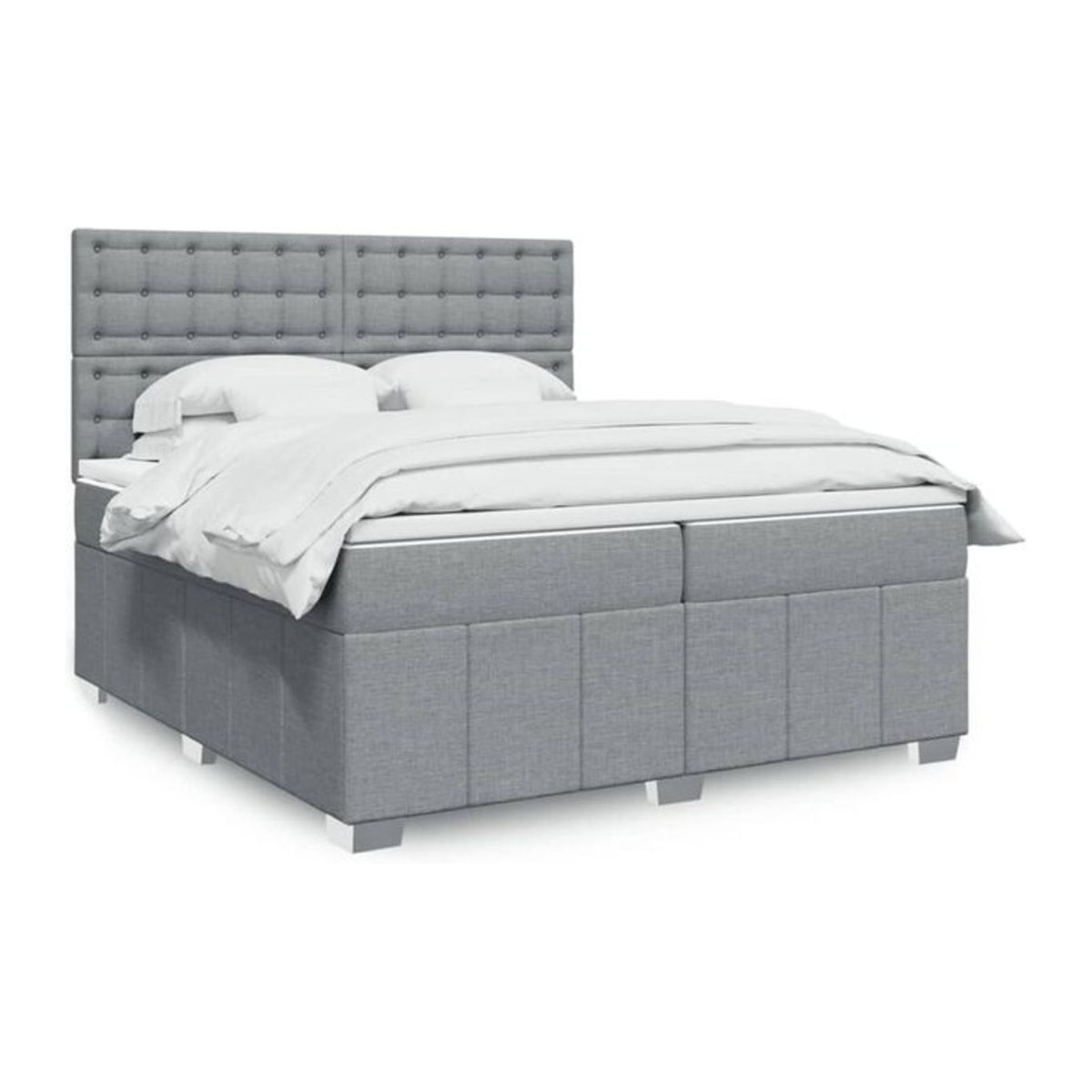 Vidaxl Boxspringbett mit Matratze in Grau und Weiß aus Stoff, Modernes Design, B/T: 200 x 200 cm - Bild 1