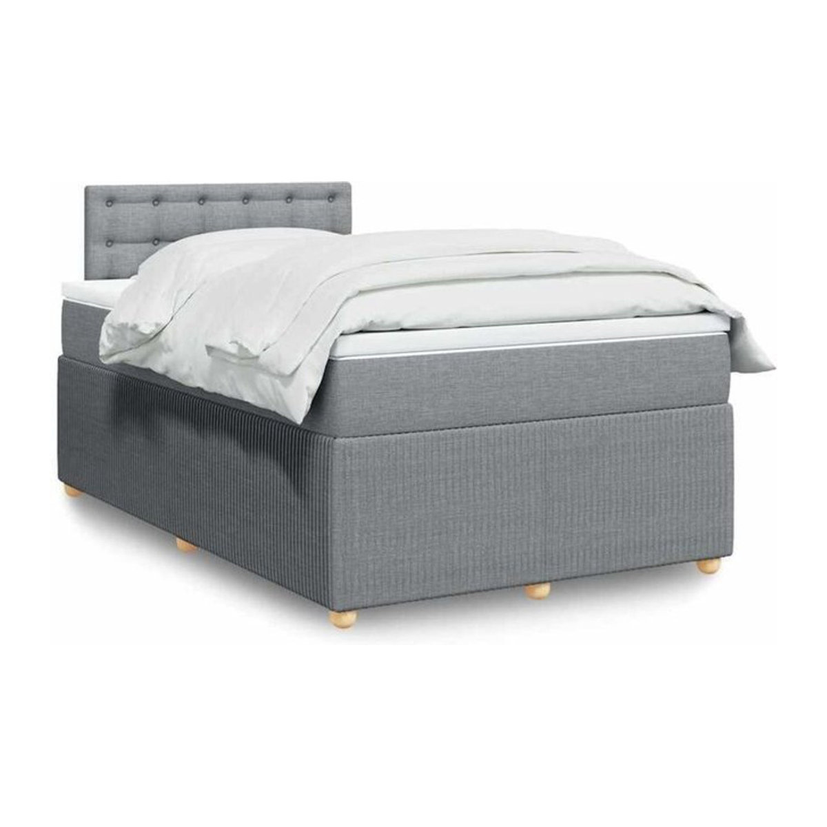 vidaxl Boxspringbett mit Matratze in Grau und Weiß aus Stoff, Modernes Design, B/T/H: 190 x 120 x 100,5 cm - Bild 1