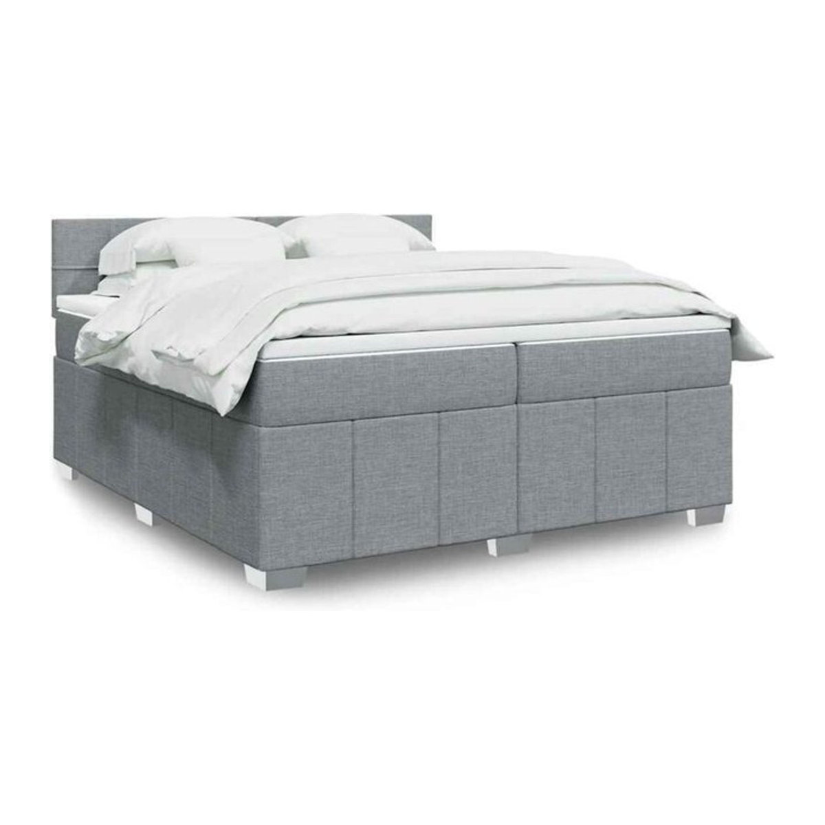 Vidaxl Boxspringbett mit Matratze in Grau und Weiß aus Stoff, Modernes Design, B/T/H: 200 x 200 x 100,5 cm - Bild 1
