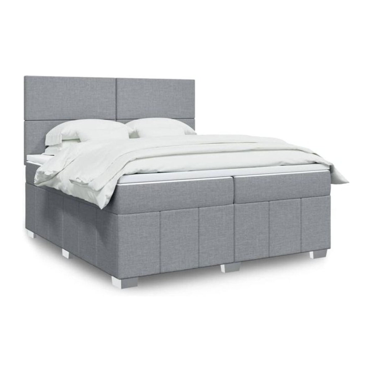Vidaxl Boxspringbett mit Matratze in Grau und Weiß aus Stoff, Modernes Design, B/T/H: 200 x 200 x 140,5 cm - Bild 1