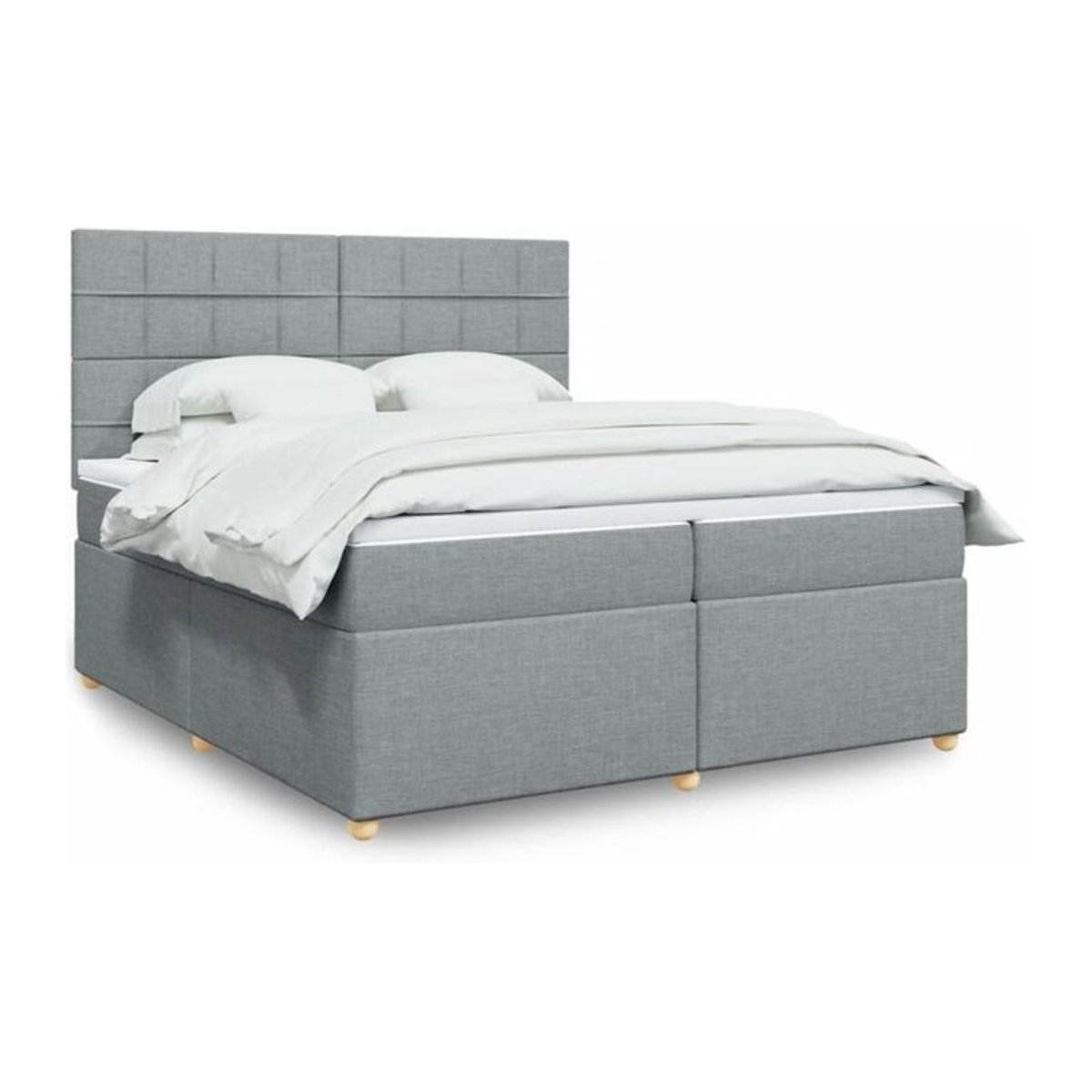 Vidaxl Boxspringbett mit Matratze in Grau und Weiß aus Stoff, Modernes Design, B/T/H: 200 x 200 x 140,5 cm - Bild 1