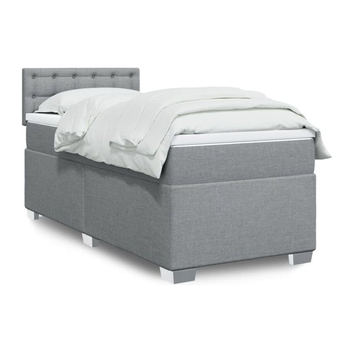 Vidaxl Boxspringbett mit Matratze in Grau und Weiß aus Stoff, Modernes Design, B/T/H: 90 x 190 x 100,5 cm - Bild 1