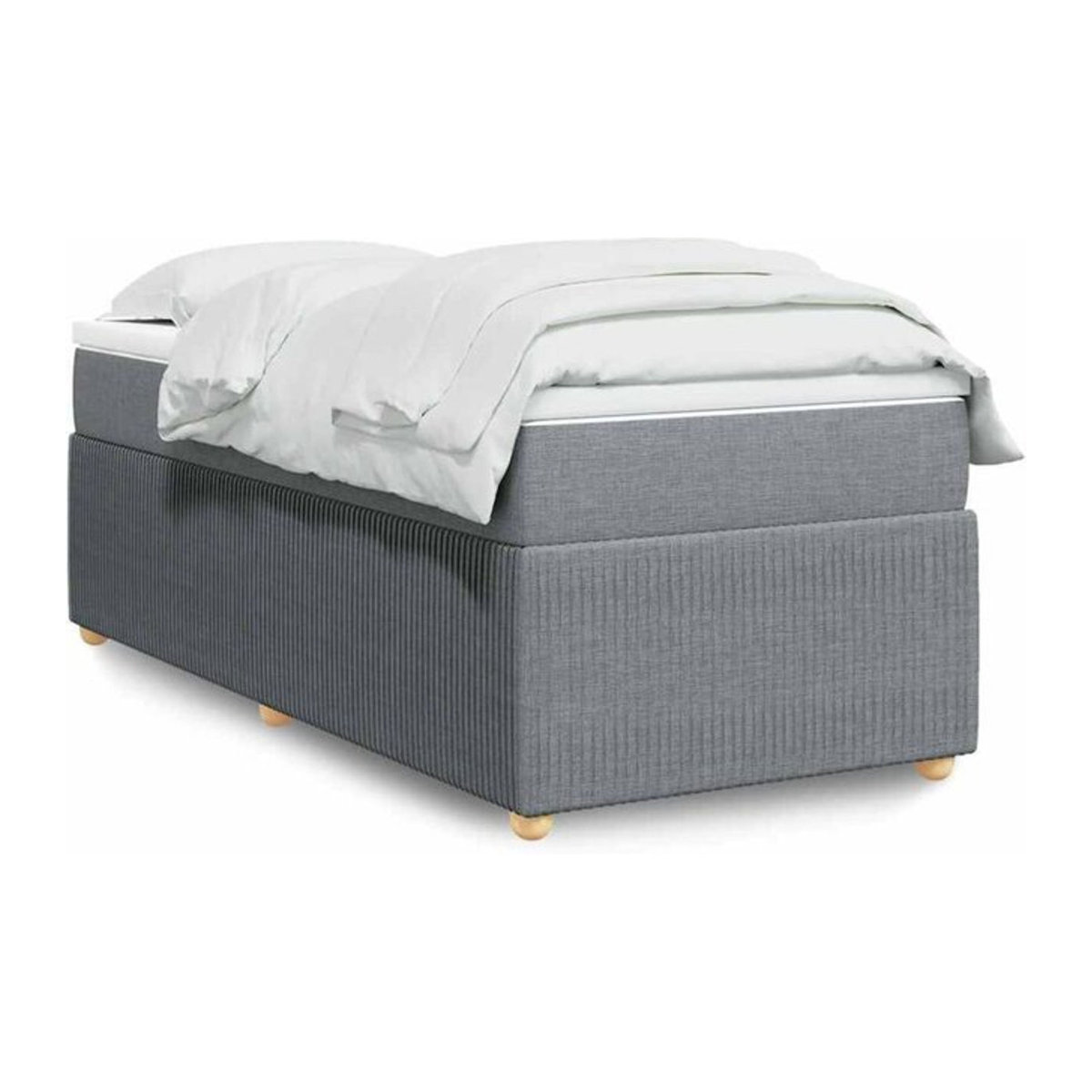 VIDAXL Boxspringbett mit Matratze in Grau und Weiß aus Stoff, Modernes Design, B/T/H: 90 x 190 x 46 cm - Bild 1