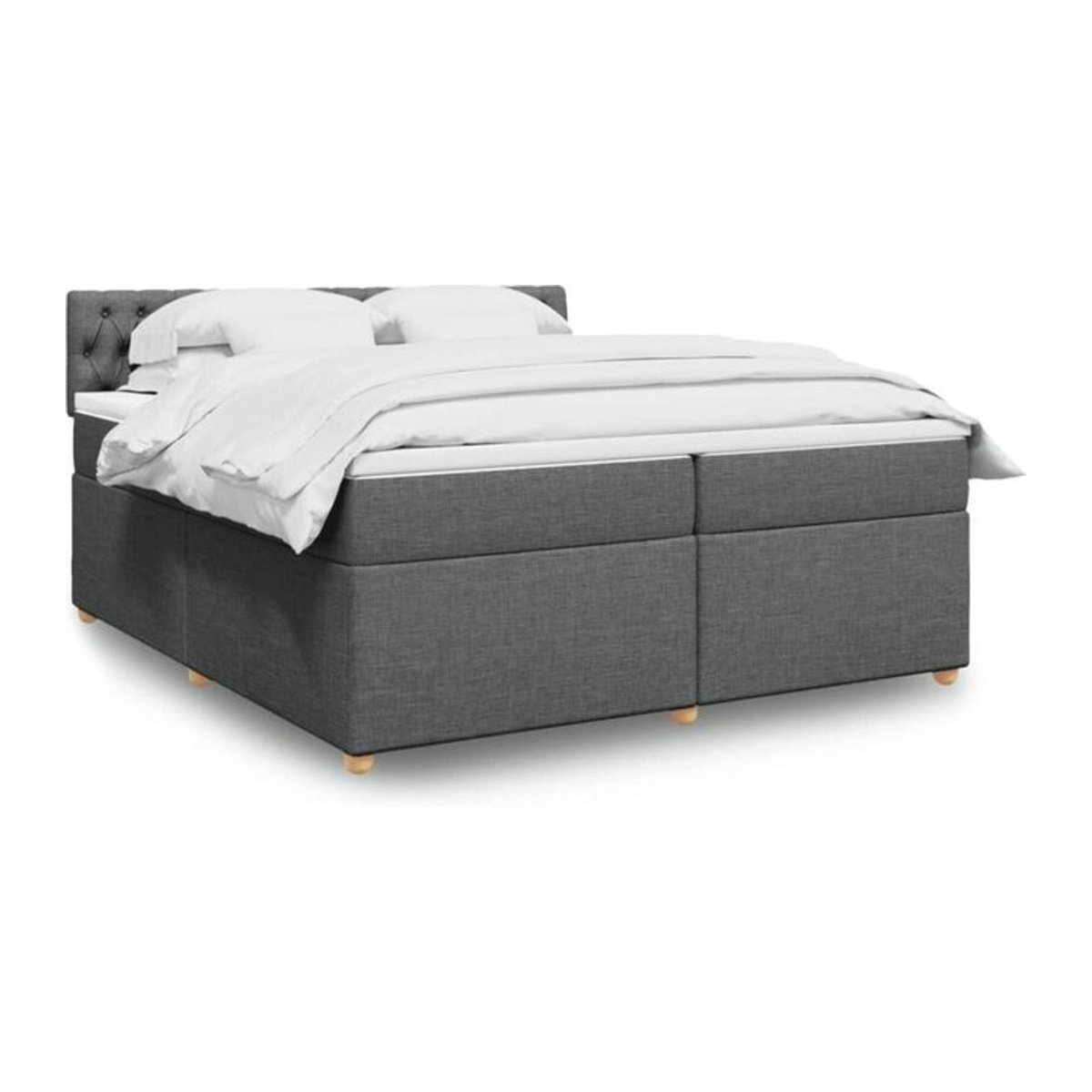 Vidaxl Boxspringbett mit Matratze in Grau und Weiß aus Stoff und Holz, B/T/H: 200 x 200 x 100,5 cm - Bild 1