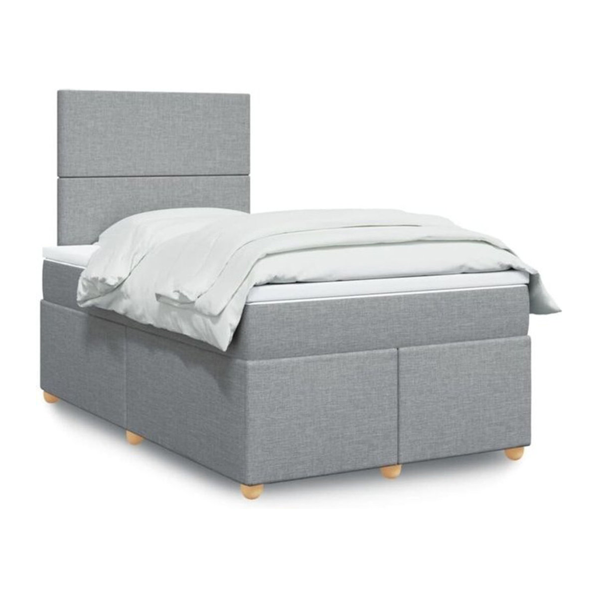 vidaxl Boxspringbett mit Matratze in Grau und Weiß aus Stoff und Holzwerkstoff, B/T/H: 120 x 190 x 35,5 cm - Bild 1