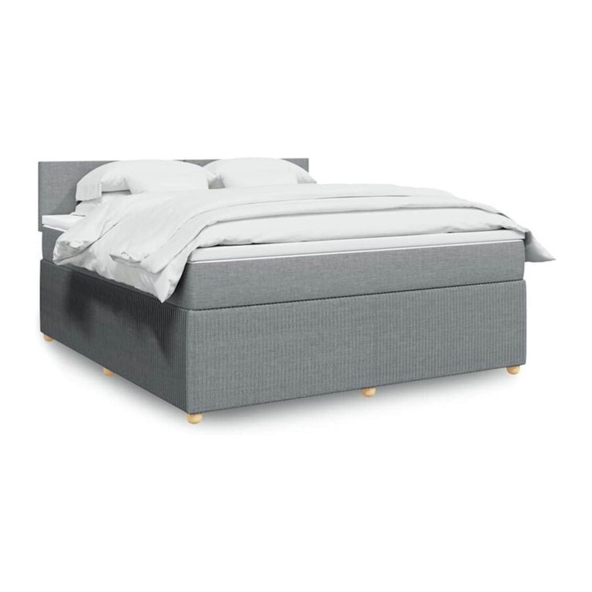 Vidaxl Boxspringbett mit Matratze in Grau und Weiß aus Stoff und Holzwerkstoff, B/T/H: 180 x 200 x 100,5 cm - Bild 1