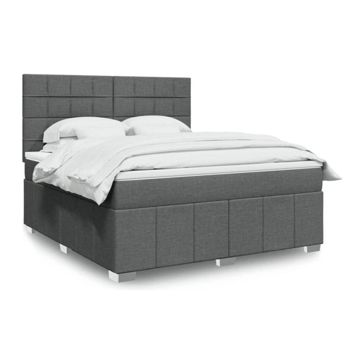 Vidaxl Boxspringbett mit Matratze in Grau und Weiß aus Stoff und Holzwerkstoff, B/T/H: 180 x 200 x 140,5 cm - Bild 1