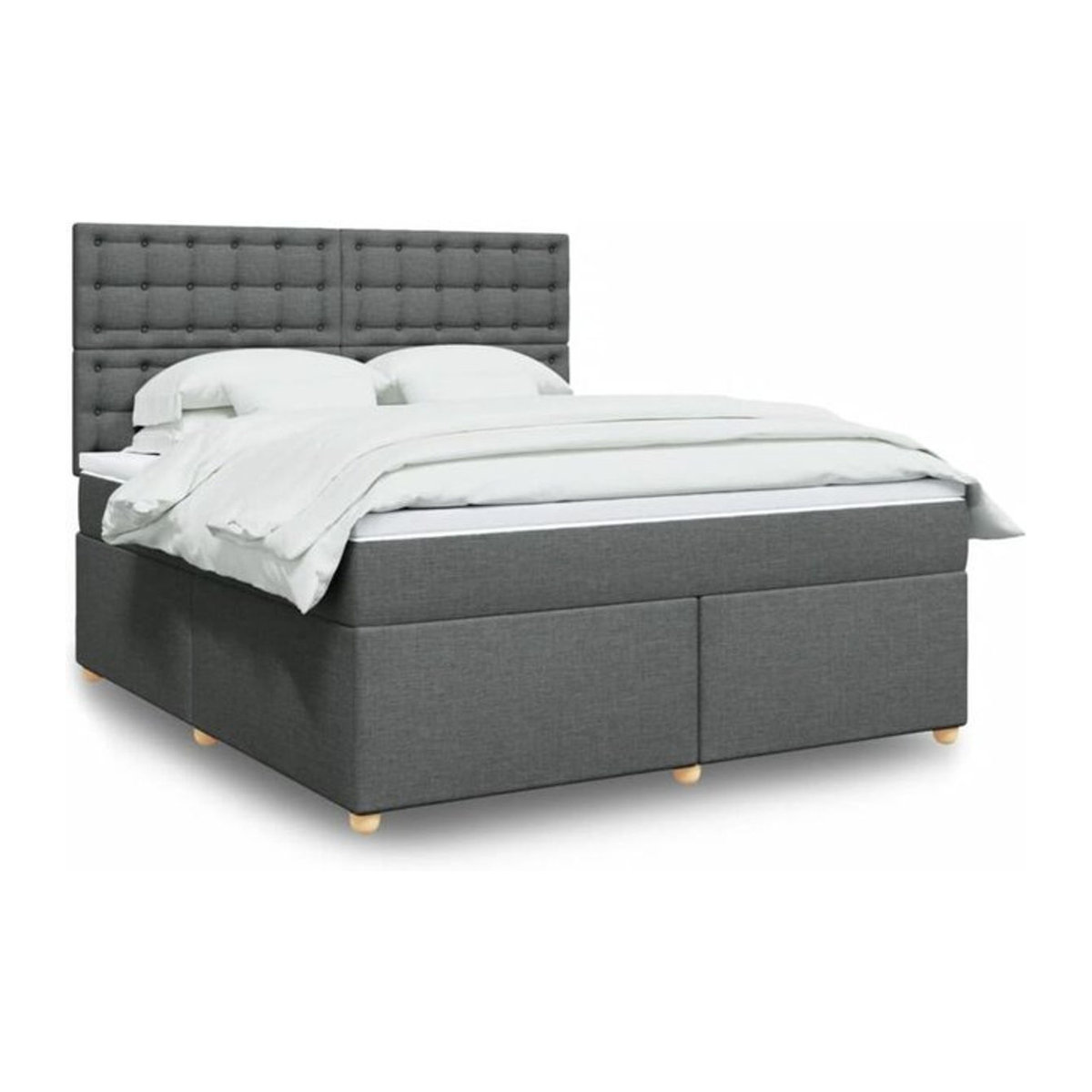 Vidaxl Boxspringbett mit Matratze in Grau und Weiß aus Stoff und Holzwerkstoff, B/T/H: 180 x 200 x 140,5 cm - Bild 1