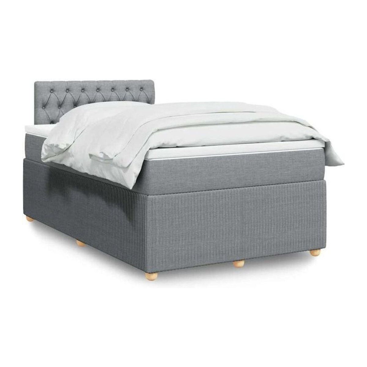 vidaxl Boxspringbett mit Matratze in Grau und Weiß aus Stoff und Holzwerkstoff, B/T/H: 190 x 120 x 100,5 cm - Bild 1