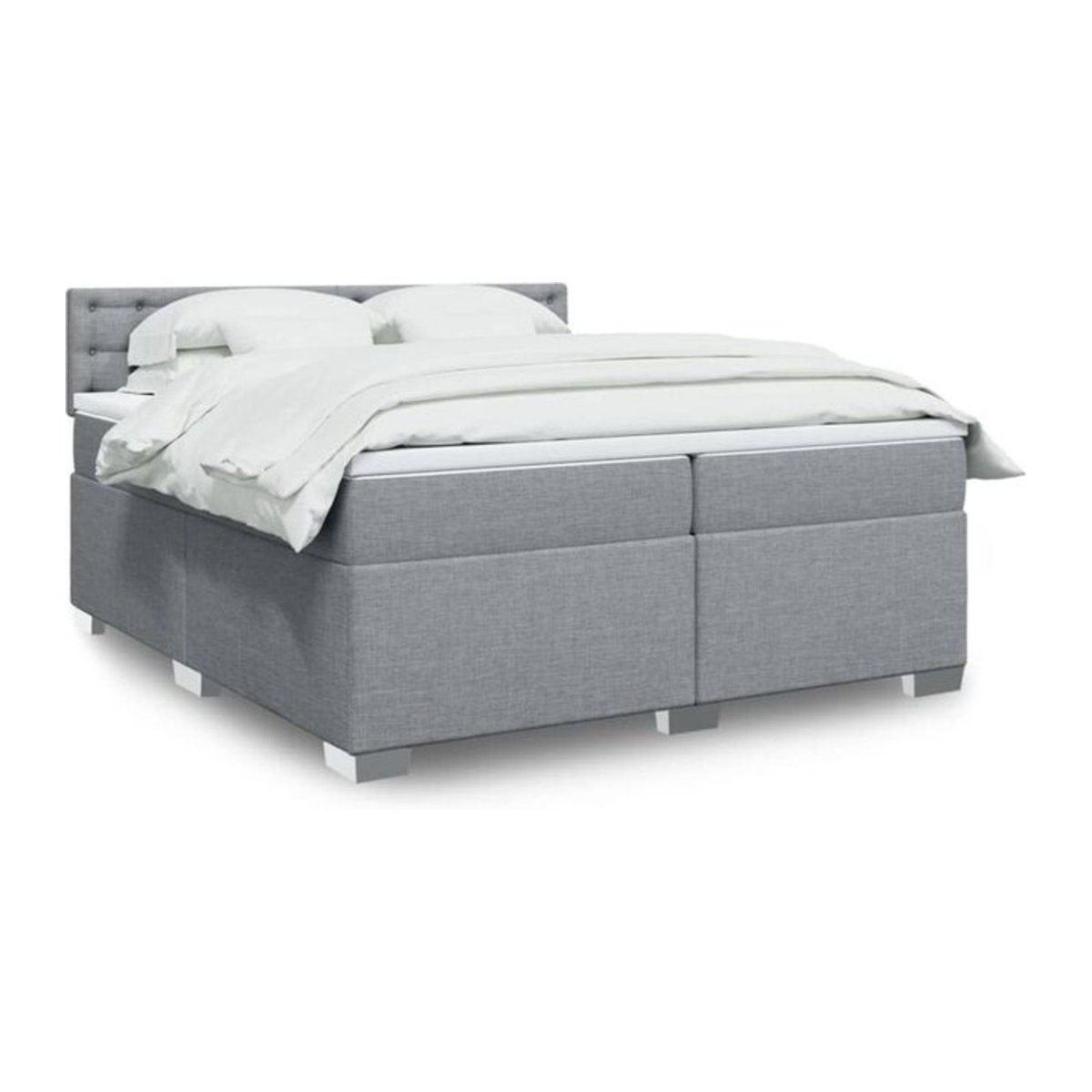 Vidaxl Boxspringbett mit Matratze in Grau und Weiß aus Stoff und Holzwerkstoff, B/T/H: 200 x 200 x 100,5 cm - Bild 1