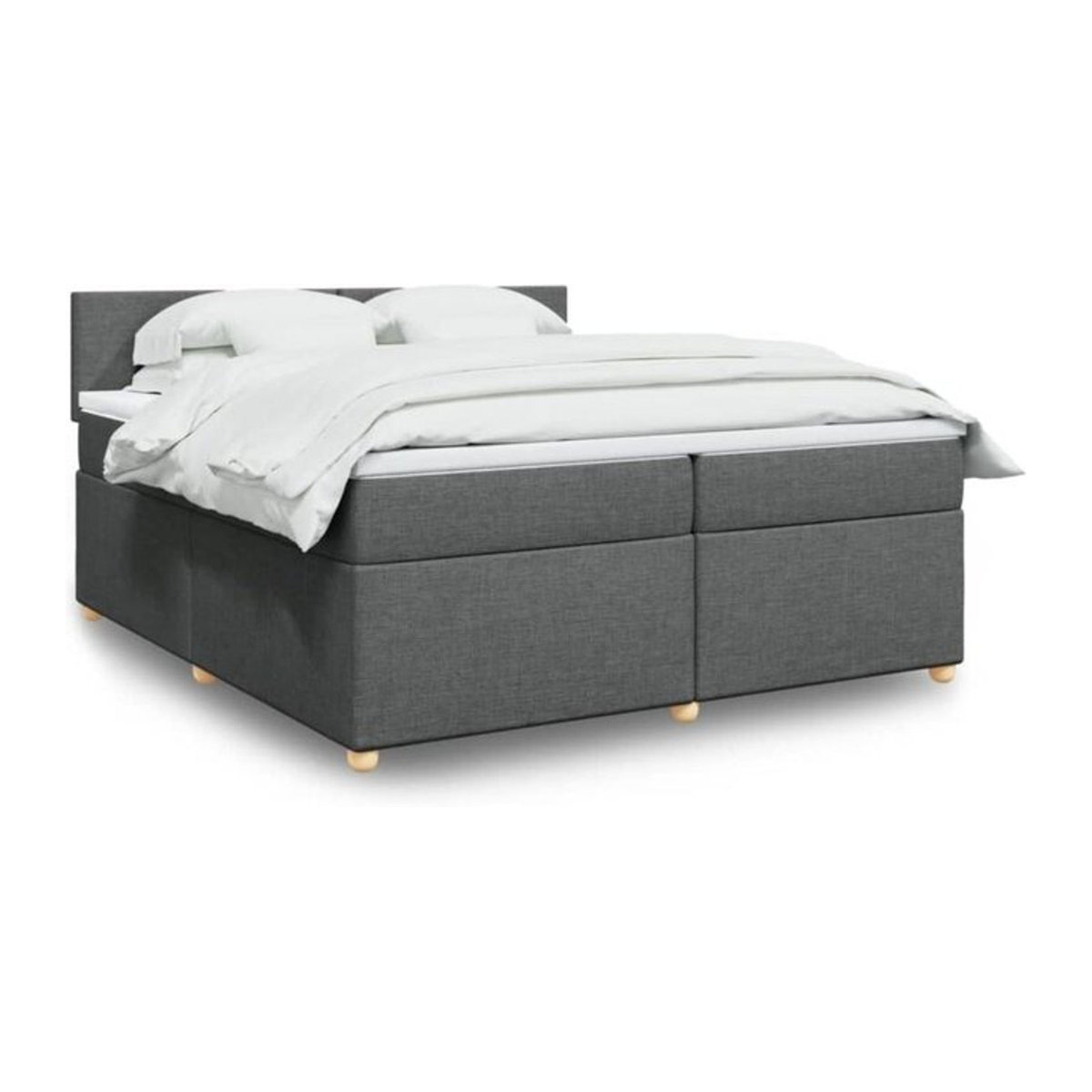 VIDAXL Boxspringbett mit Matratze in Grau und Weiß aus Stoff und Holzwerkstoff B/T/H: 200 x 200 x 100,5 cm - Bild 1