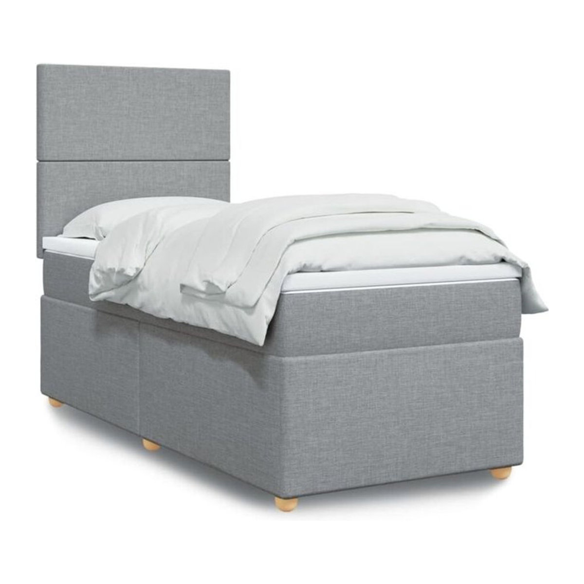 Vidaxl Boxspringbett mit Matratze in Grau und Weiß aus Stoff und Holzwerkstoff B/T/H: 90 x 190 x 150,5 cm - Bild 1
