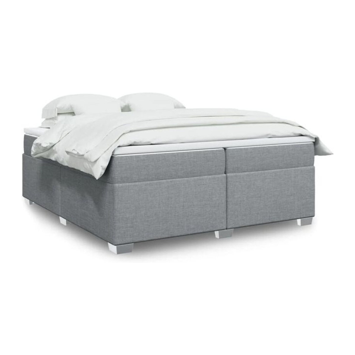 Vidaxl Boxspringbett mit Matratze in Grau und Weiß aus Stoff und Kiefer, B/T/H: 200 x 200 x 46 cm - Bild 1