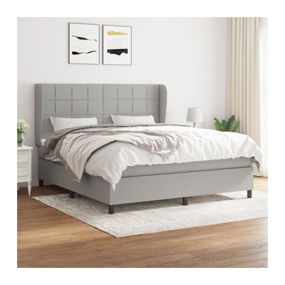 vidaxl Boxspringbett mit Matratze in Grau und Weiß, B/T/H: 180 x 200 x 118 cm - Bild 1