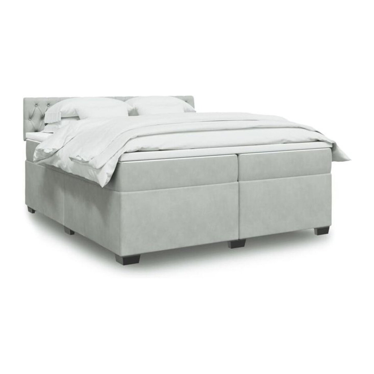 VIDAXL Boxspringbett mit Matratze in Grau und Weiß, modernes Design aus Samt und Polyester, B/T/H: 200 x 200 x 100,5 cm - Bild 1