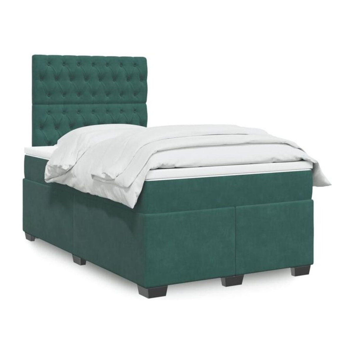 Vidaxl Boxspringbett mit Matratze in Grün aus Samt, B/T/H: 120 x 200 x 140,5 cm - Bild 1