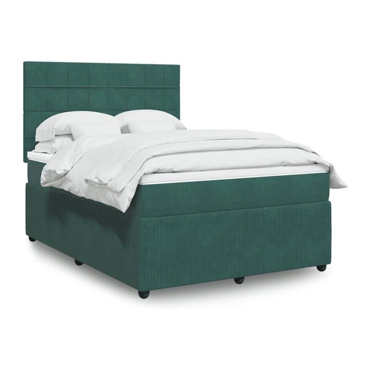 Vidaxl Boxspringbett mit Matratze in Grün aus Samt, B/T/H: 140 x 200 cm - Bild 1