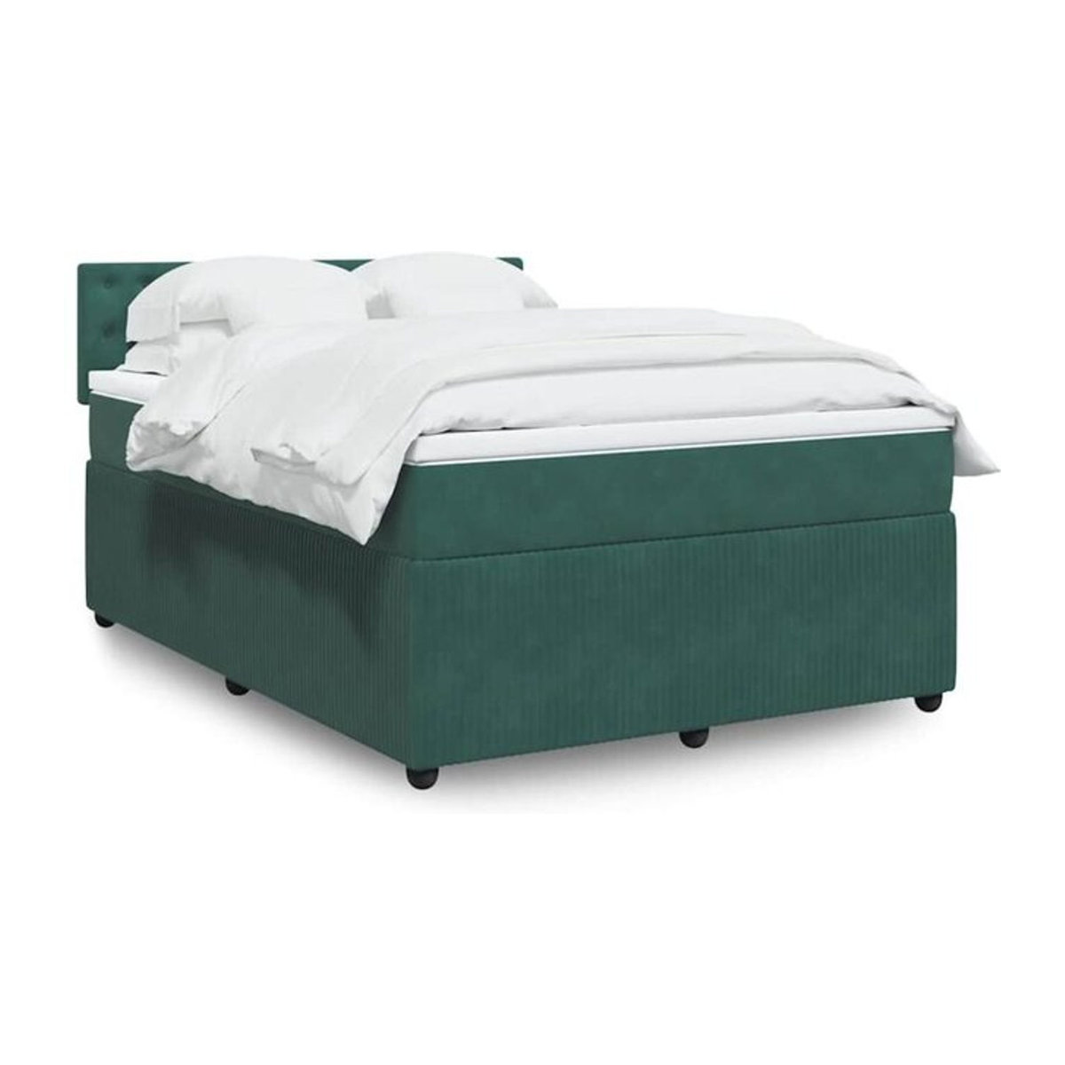 Vidaxl Boxspringbett mit Matratze in Grün aus Samt, B/T/H: 140 x 200 cm - Bild 1