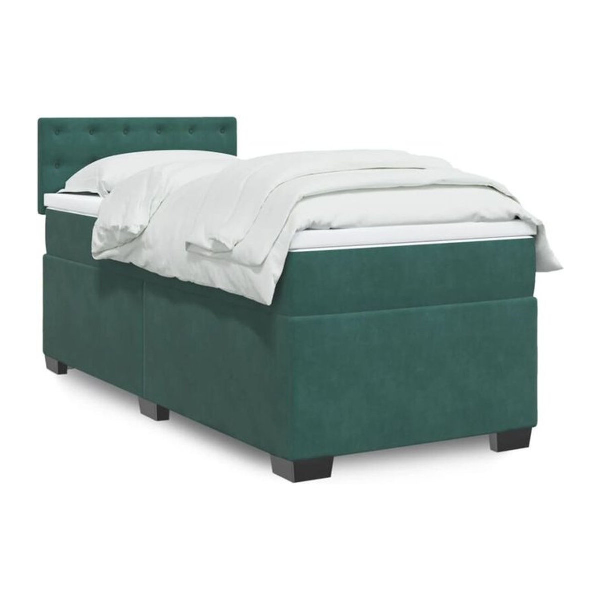 Vidaxl Boxspringbett mit Matratze in Grün aus Samt, B/T/H: 90 x 190 x 100,5 cm - Bild 1