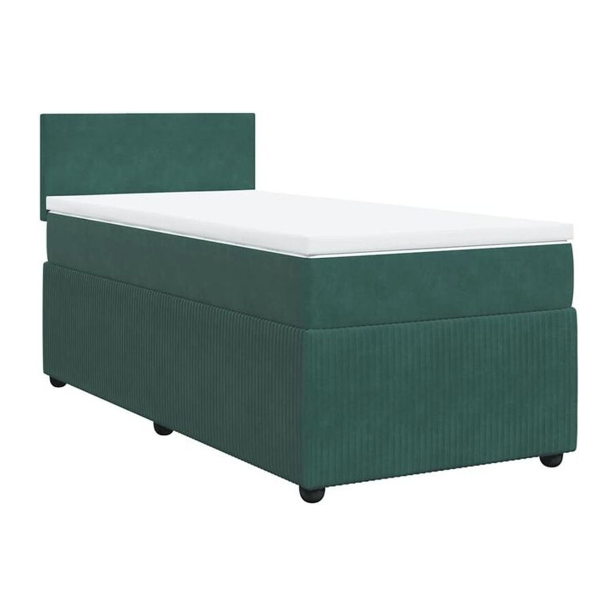 vidaxl Boxspringbett mit Matratze in Grün aus Samt, B/T/H: 90 x 190 x 100,5 cm - Bild 1
