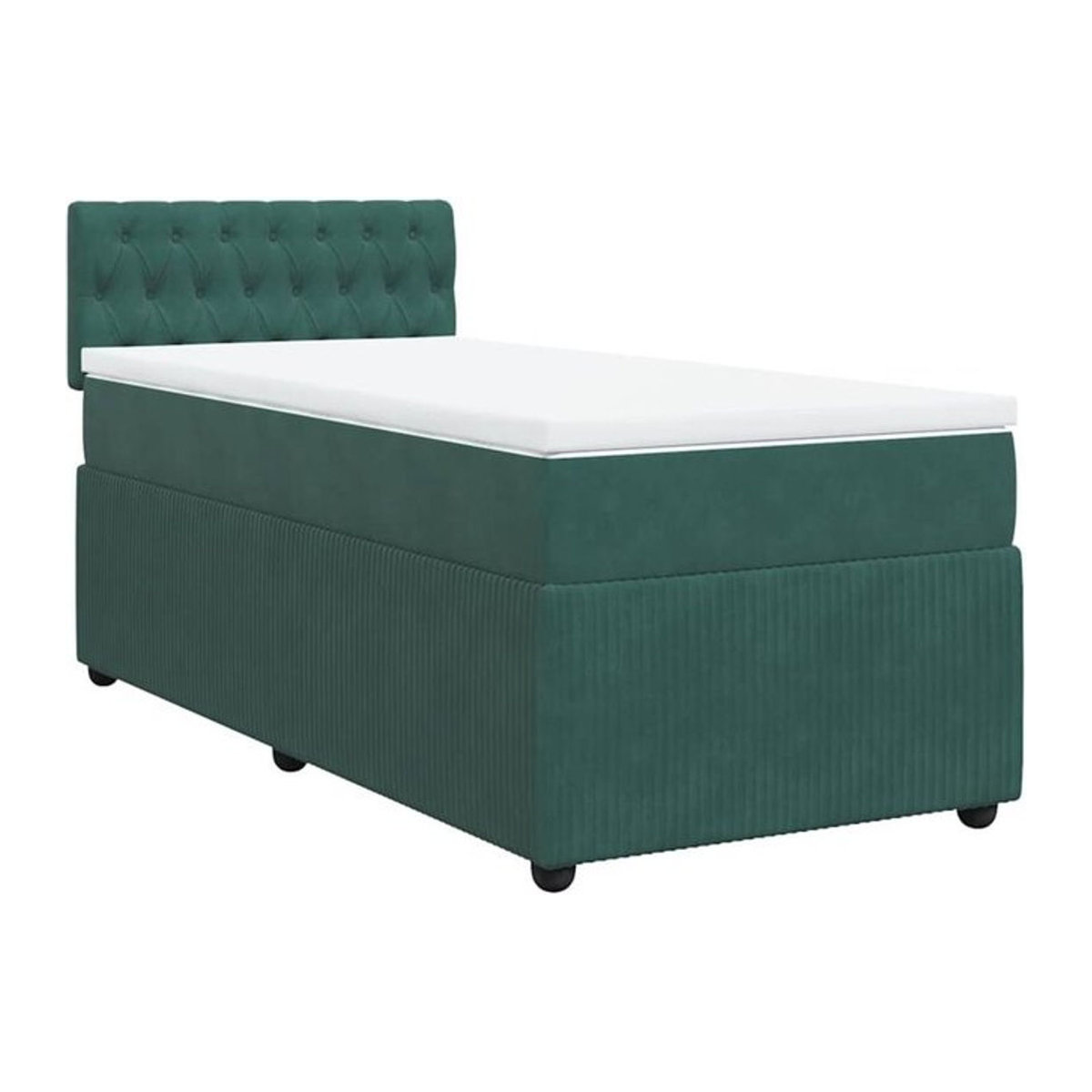 Vidaxl Boxspringbett mit Matratze in Grün aus Samt, B/T/H: 90 x 190 x 100,5 cm - Bild 1