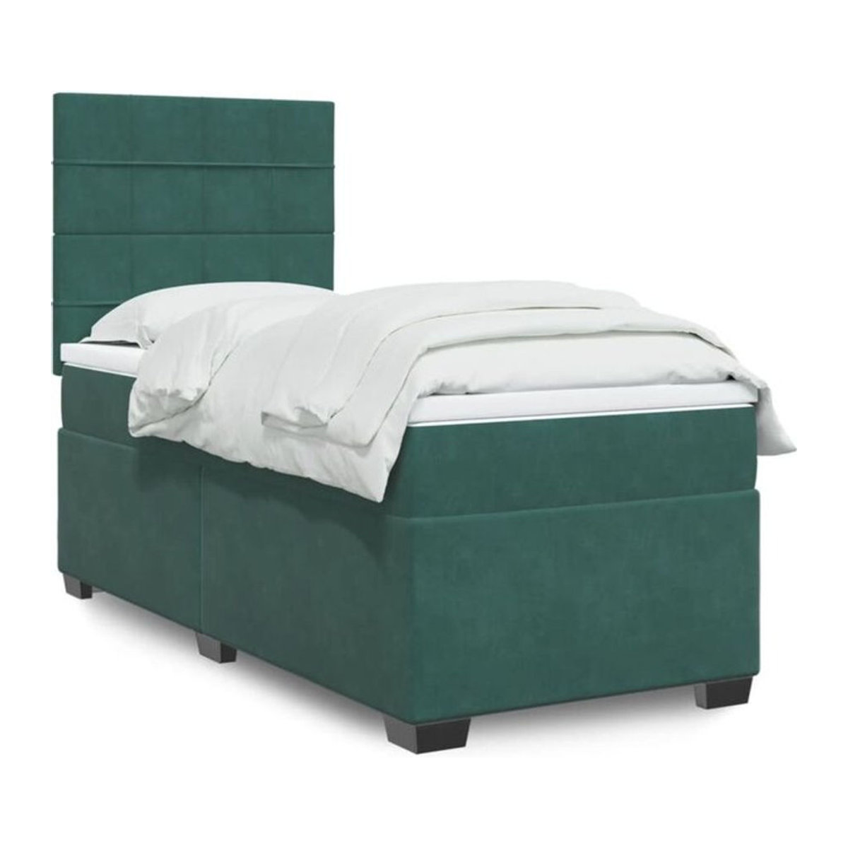 Vidaxl Boxspringbett mit Matratze in Grün aus Samt, B/T/H: 90 x 190 x 140,5 cm - Bild 1