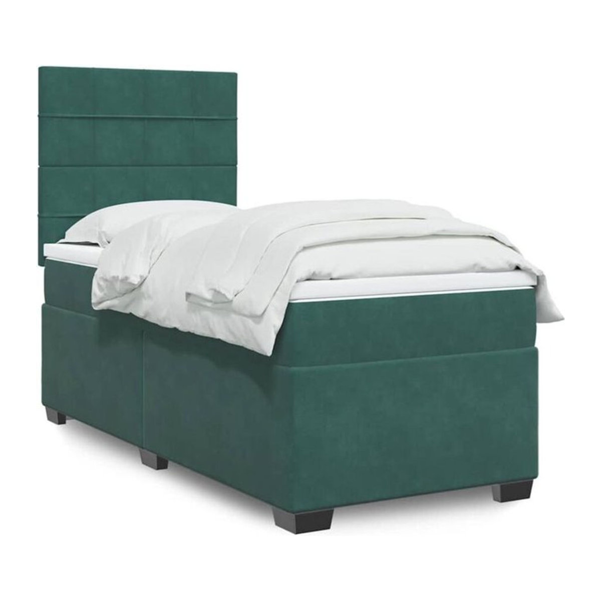 Vidaxl Boxspringbett mit Matratze in Grün aus Samt, B/T/H: 90 x 190 x 150,5 cm - Bild 1