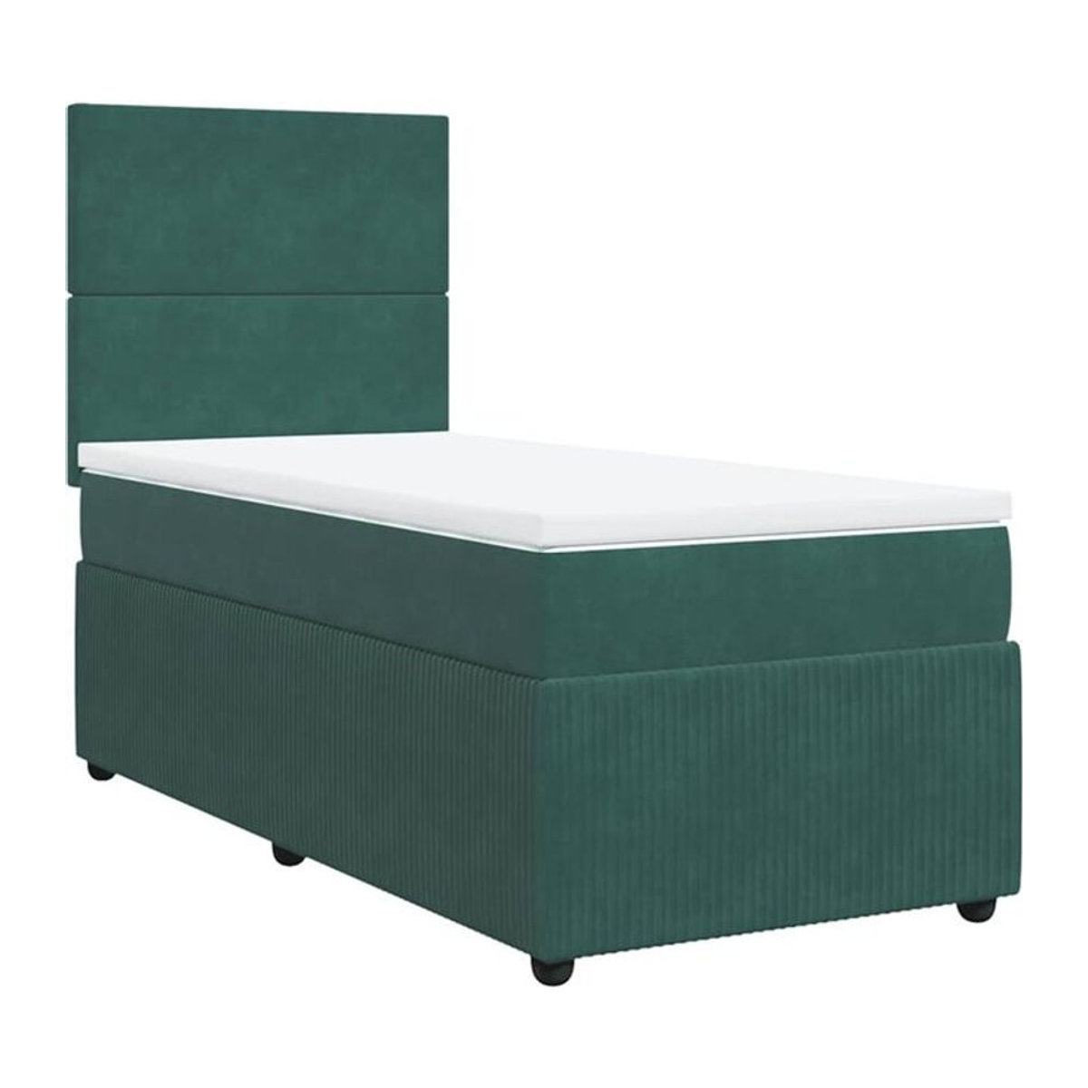 Vidaxl Boxspringbett mit Matratze in Grün aus Samt, B/T/H: 90 x 190 x 150,5 cm - Bild 1