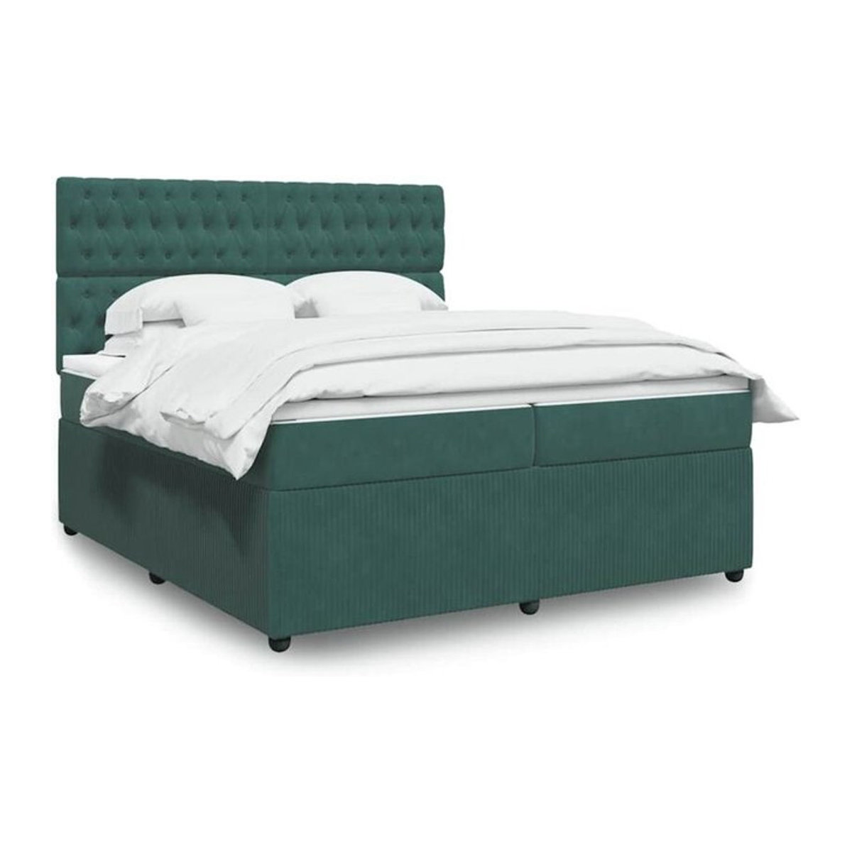 Vidaxl Boxspringbett mit Matratze in Grün aus Samt, Modernes Design, B/T/H: 200 x 200 x 140,5 cm - Bild 1