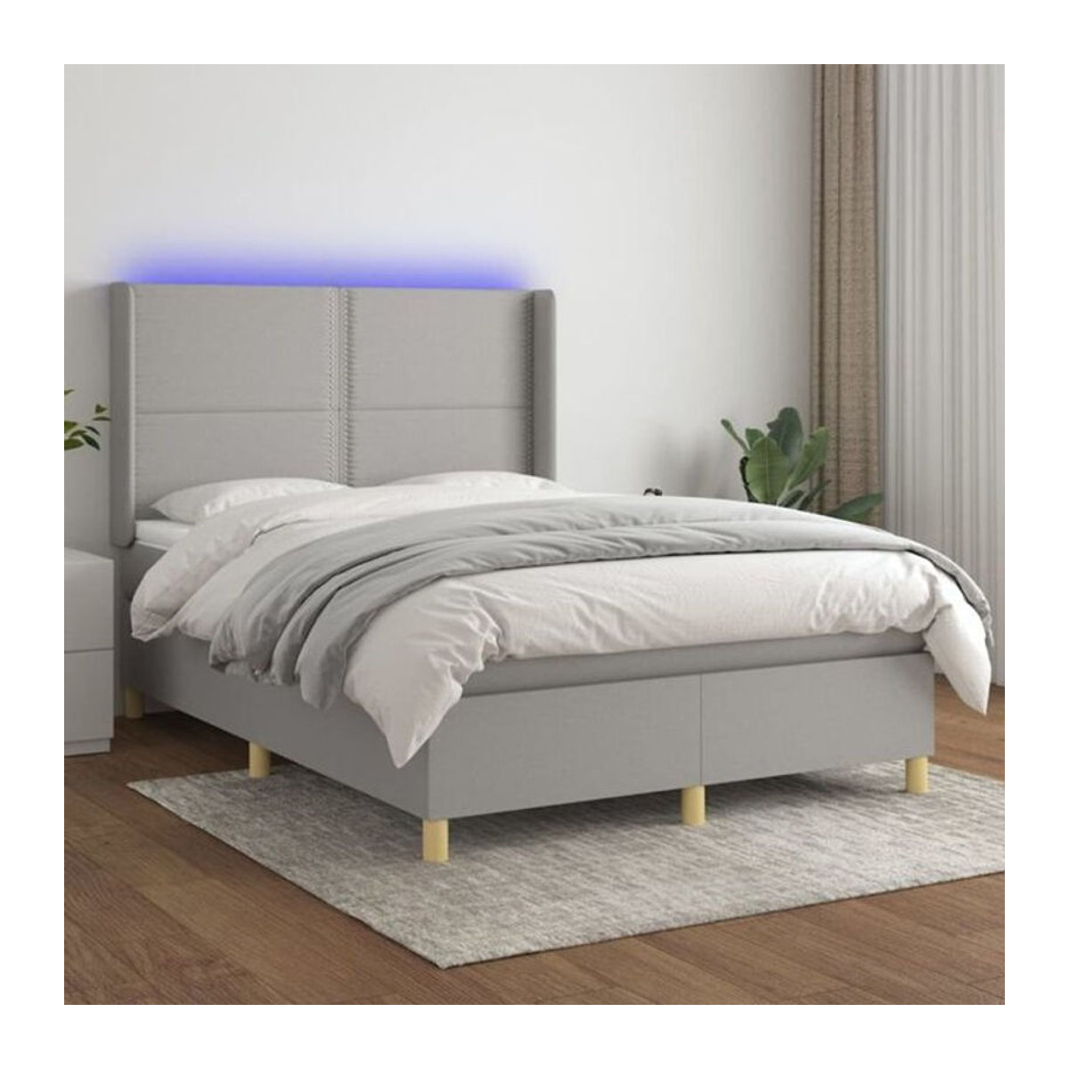 vidaxl Boxspringbett mit Matratze in Hellgrau aus Stoff, B/T/H: 140 x 200 cm - Bild 1