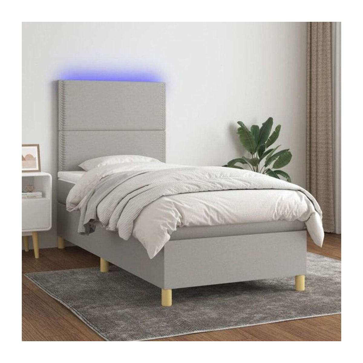 Vidaxl Boxspringbett mit Matratze in Hellgrau aus Stoff B/T/H: 90 x 190 x 128 cm - Bild 1