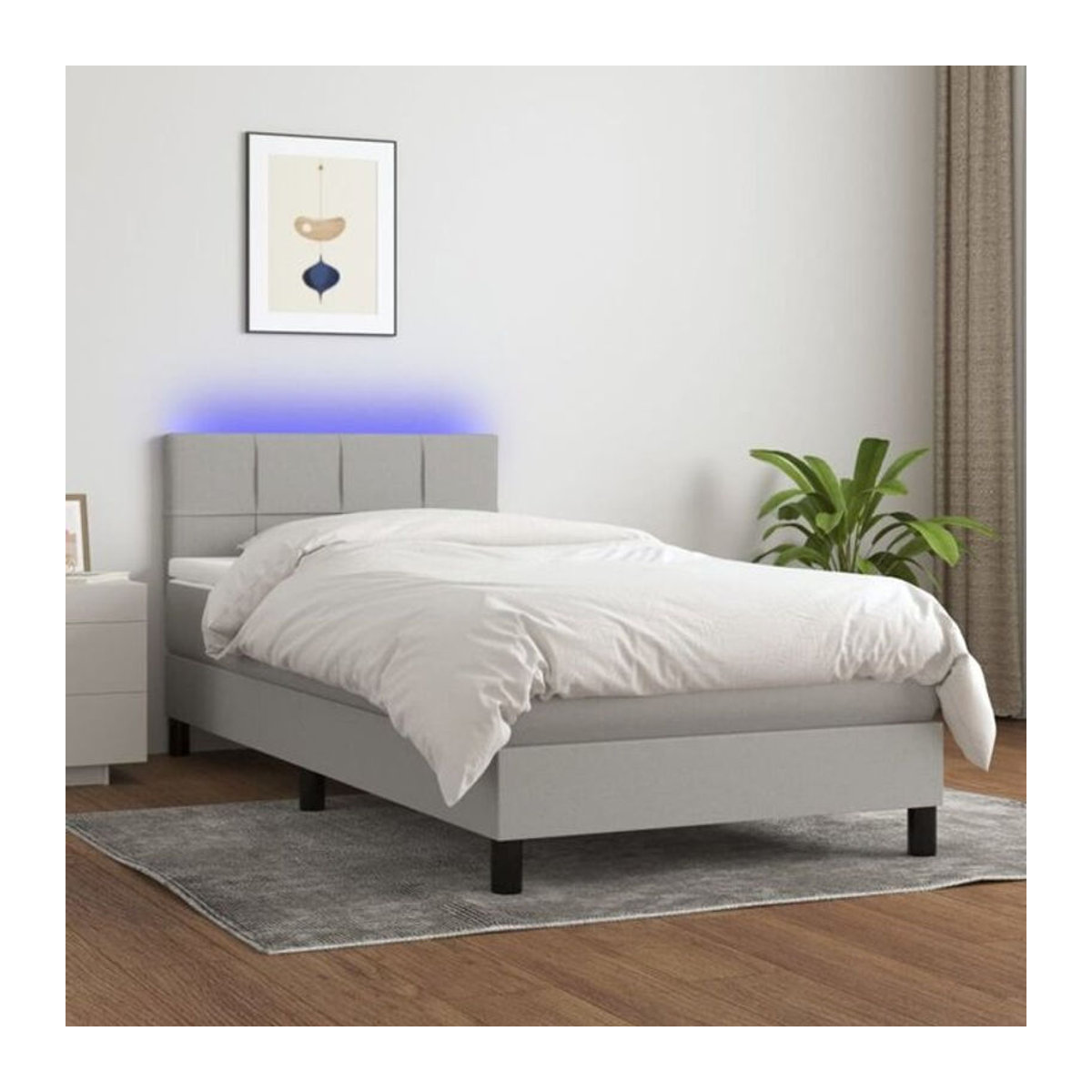 vidaxl Boxspringbett mit Matratze in Hellgrau aus Stoff B/T/H: 90 x 190 x 78 cm - Bild 1