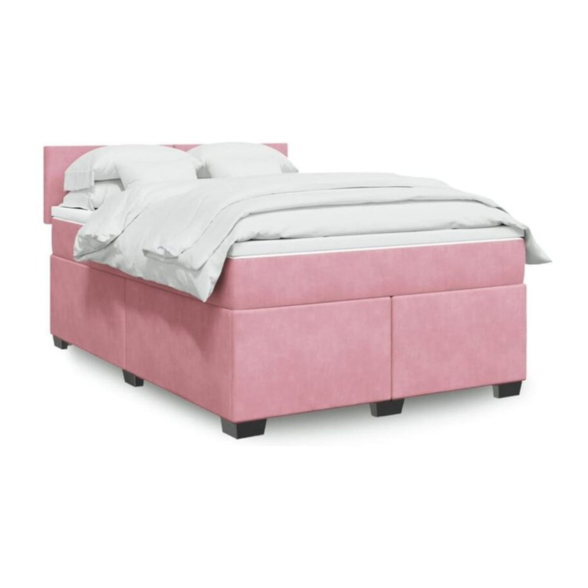 Vidaxl Boxspringbett mit Matratze in Rosa aus Samt, B/T/H: 140 x 190 cm - Bild 1