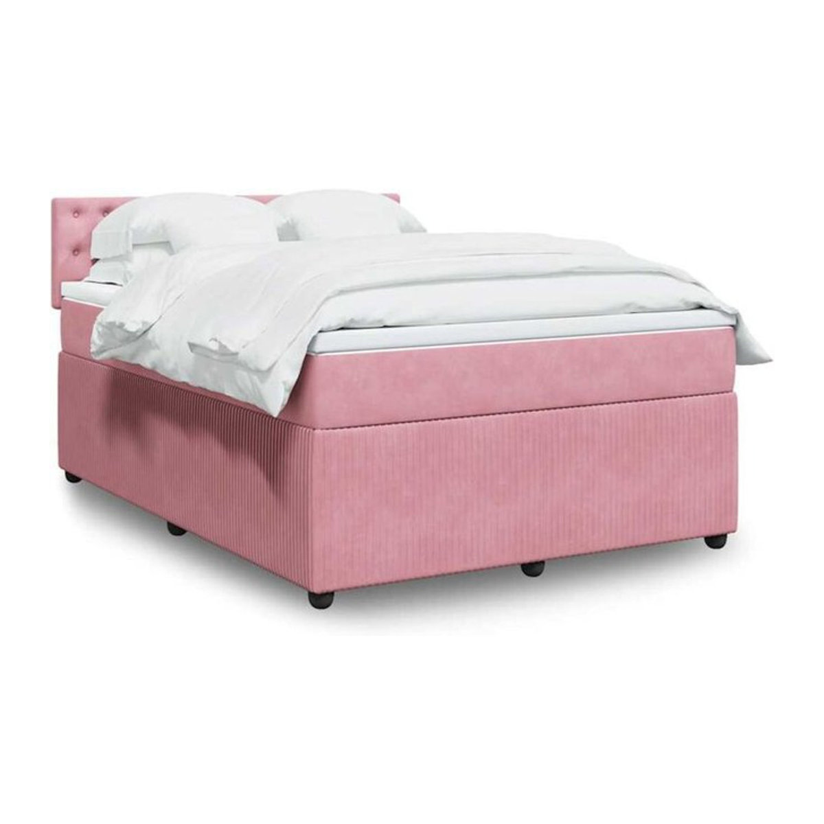 Vidaxl Boxspringbett mit Matratze in Rosa aus Samt, B/T/H: 160 x 200 x 100,5 cm - Bild 1