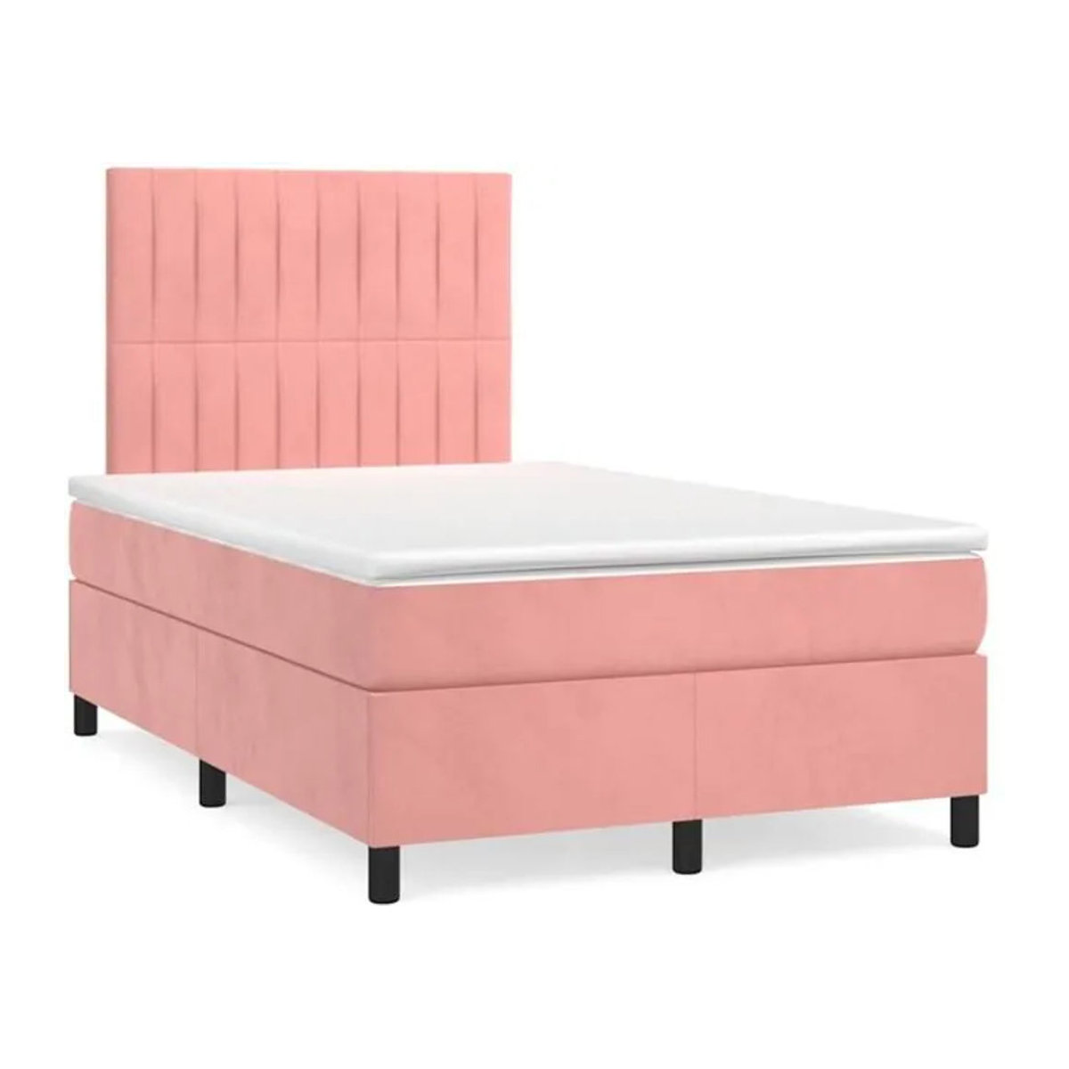 Vidaxl Boxspringbett mit Matratze in Rosa aus Samt, B/T/H: 190 x 120 x 118 cm - Bild 1