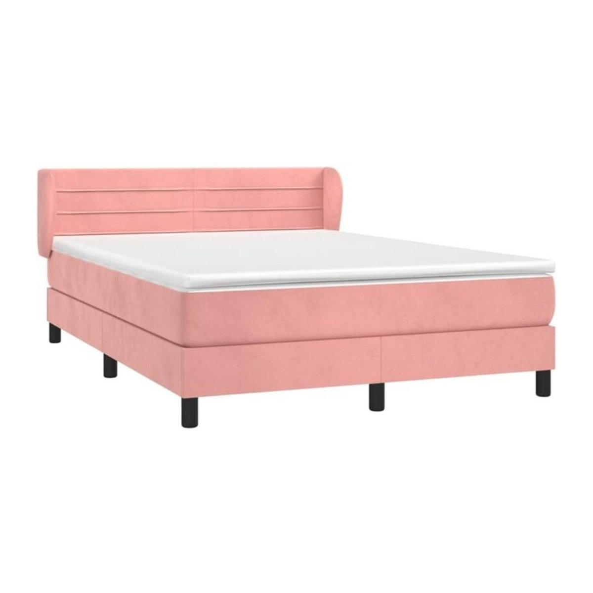 vidaxl Boxspringbett mit Matratze in Rosa und Weiß aus Samt, B/B: 140 x 200 cm - Bild 1