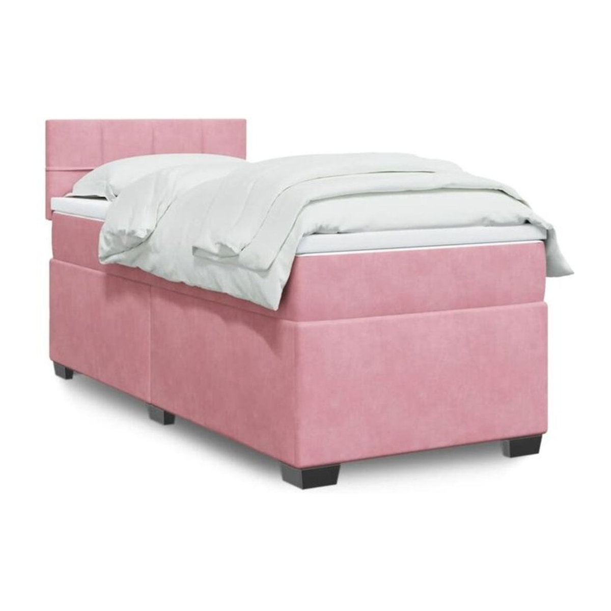Vidaxl Boxspringbett mit Matratze in Rosa und Weiß aus Samt, B/B/H: 90 x 200 cm - Bild 1