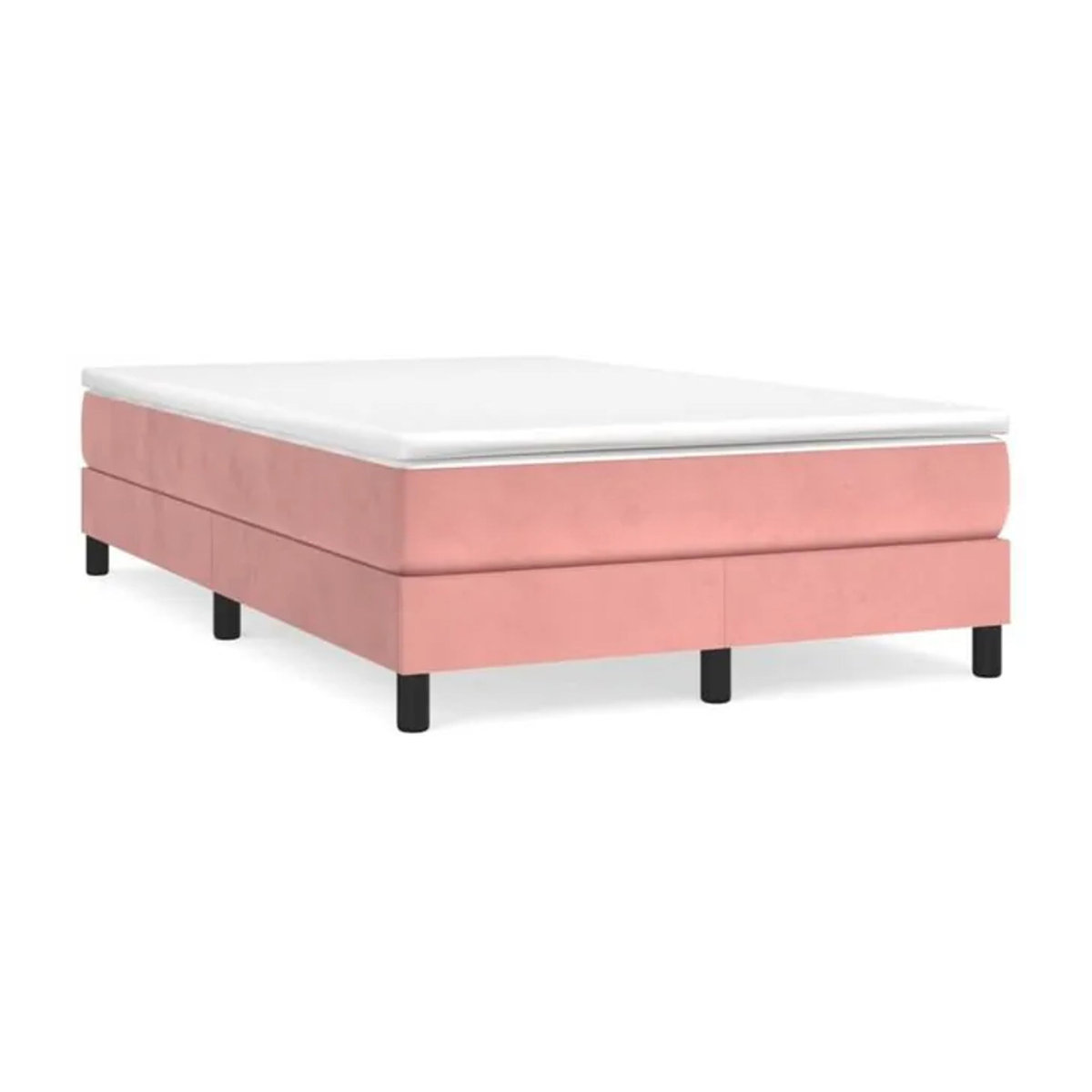 Vidaxl Boxspringbett mit Matratze in Rosa und Weiß aus Samt, B/T: 120 x 190 cm - Bild 1