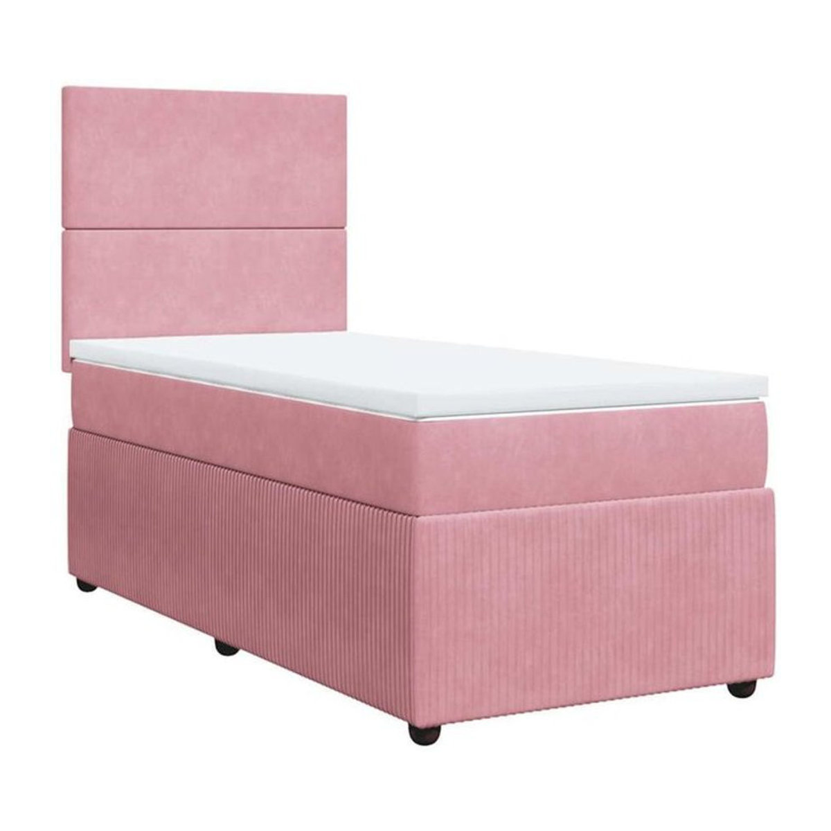 Vidaxl Boxspringbett mit Matratze in Rosa und Weiß aus Samt, B/T/H: 100 x 200 x 150,5 cm - Bild 1