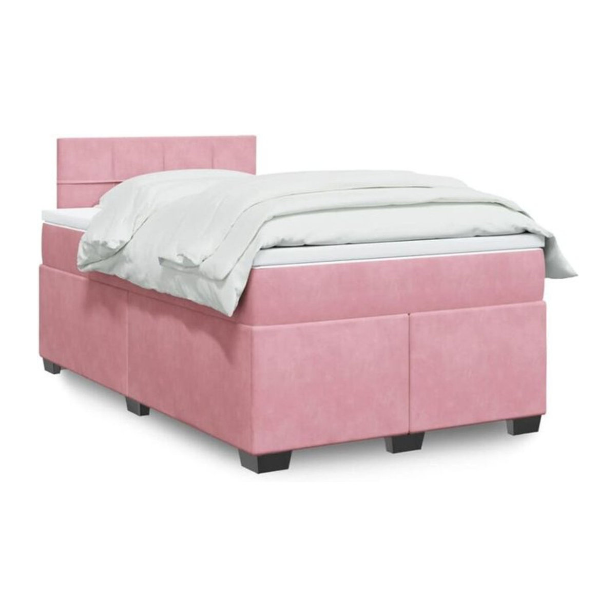 Vidaxl Boxspringbett mit Matratze in Rosa und Weiß aus Samt, B/T/H: 120 x 200 cm - Bild 1