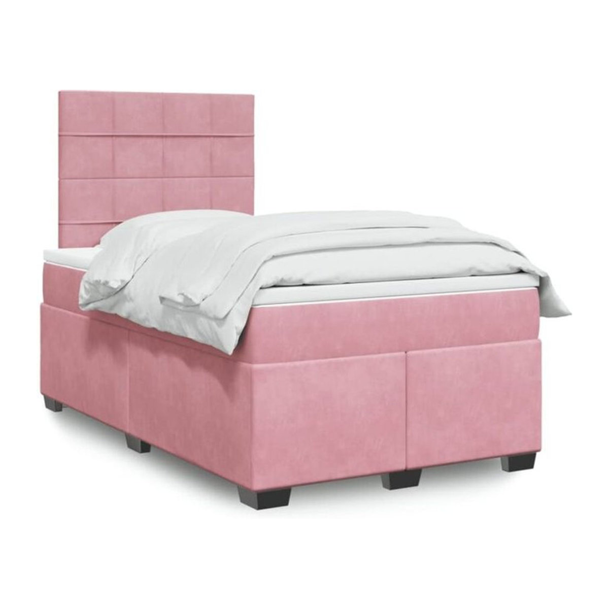 Vidaxl Boxspringbett mit Matratze in Rosa und Weiß aus Samt, B/T/H: 120 x 200 cm - Bild 1