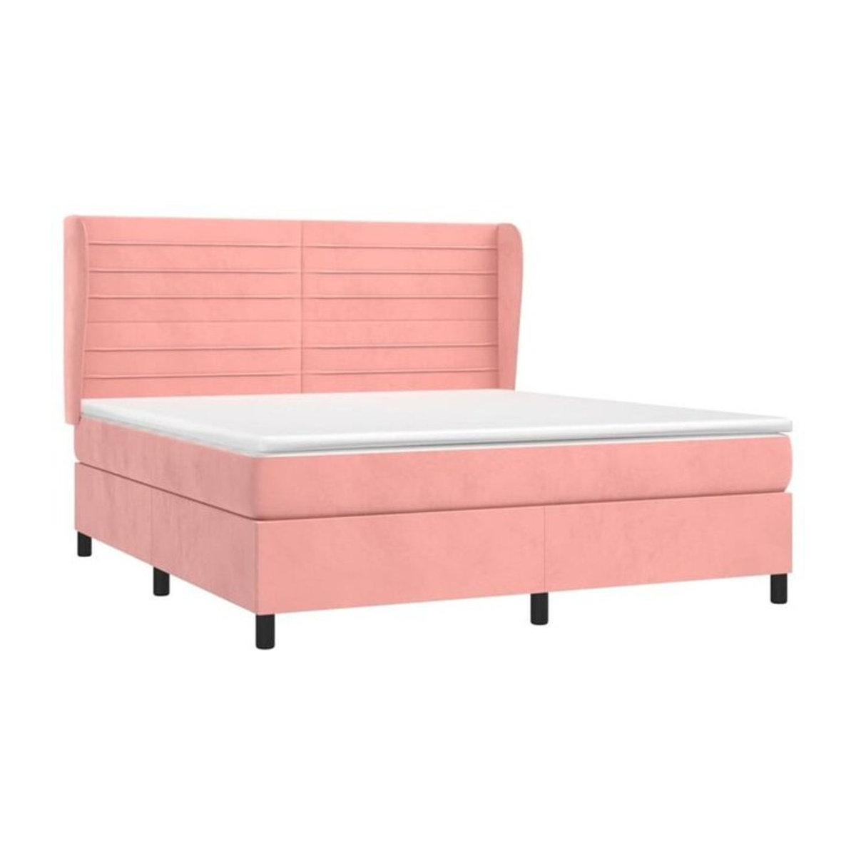 Vidaxl Boxspringbett mit Matratze in Rosa und Weiß aus Samt, B/T/H: 160 x 200 cm - Bild 1