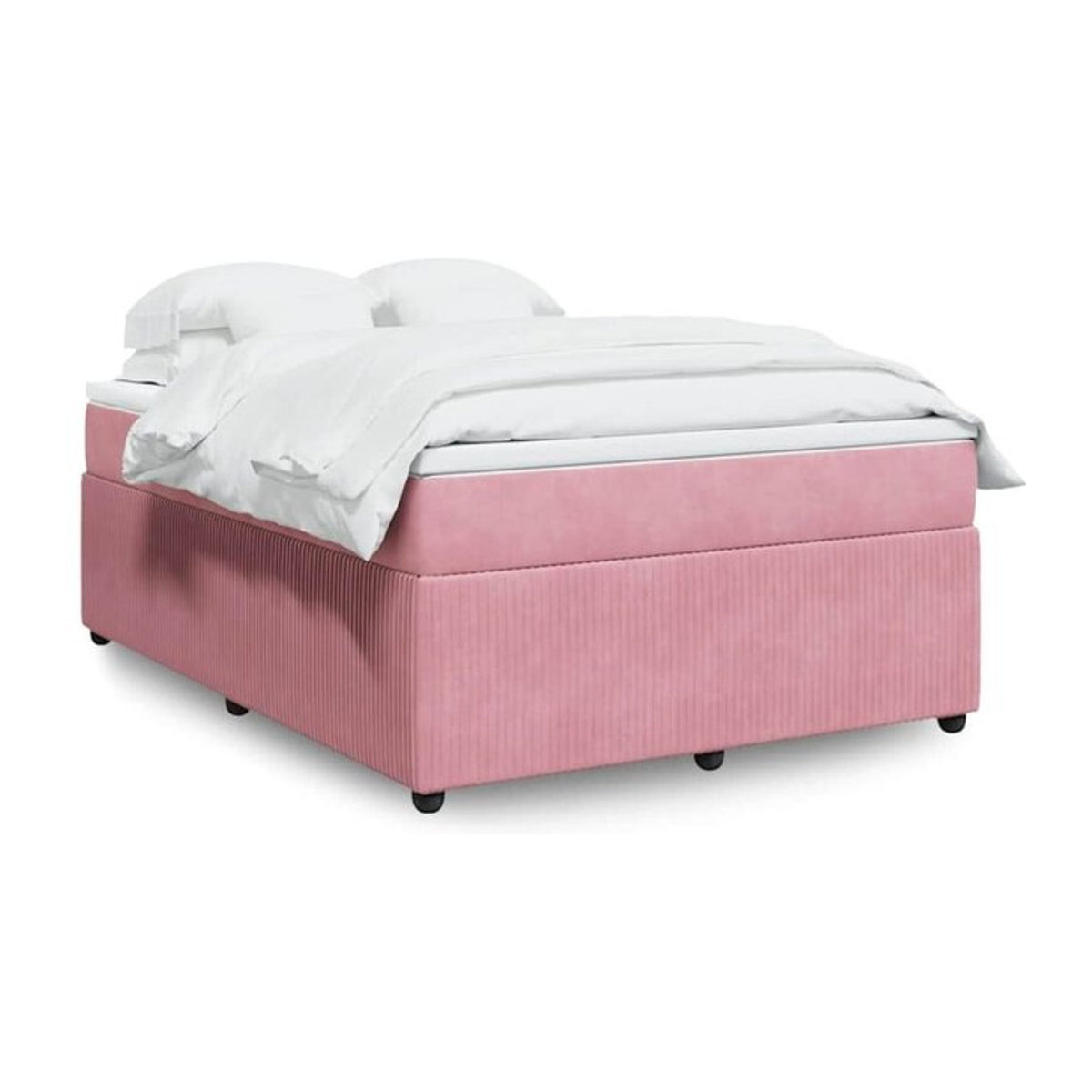 Vidaxl Boxspringbett mit Matratze in Rosa und Weiß aus Samt, B/T/H: 160 x 200 cm - Bild 1