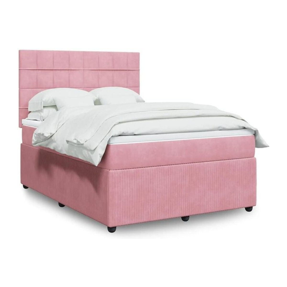 Vidaxl Boxspringbett mit Matratze in Rosa und Weiß aus Samt, B/T/H: 160 x 200 x 150,5 cm - Bild 1