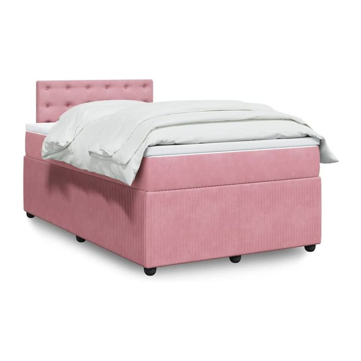vidaxl Boxspringbett mit Matratze in Rosa und Weiß aus Samt, B/T/H: 190 x 120 x 100,5 cm - Bild 1
